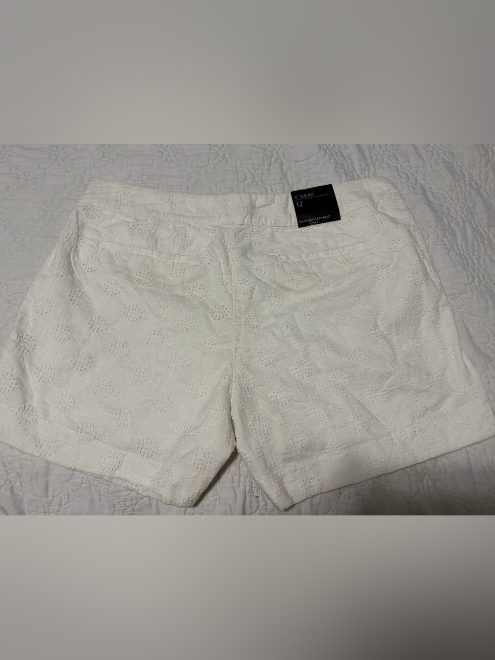 Banana Republic White Eyelet Flat-Front Shorts - Picture 3 of 8